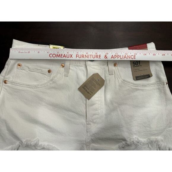 Levi’s 501® Original Fit High Rise Womens Shorts Sz 30 White Raw Frayed Hem NWT - Picture 9 of 11